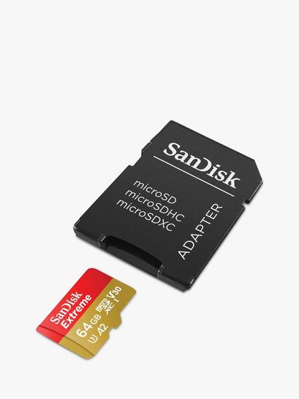 SanDisk Extreme UHS-1, Class 10, microSD Card, up to 190MB/s Read Speed, 64GB - view 2, Black