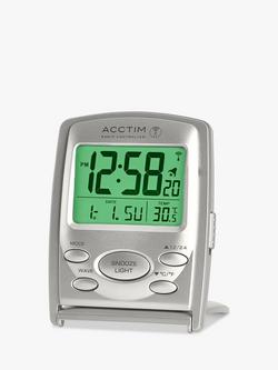 Acctim Vista Radio Controlled Digital Travel Alarm Clock, Silver, Silver