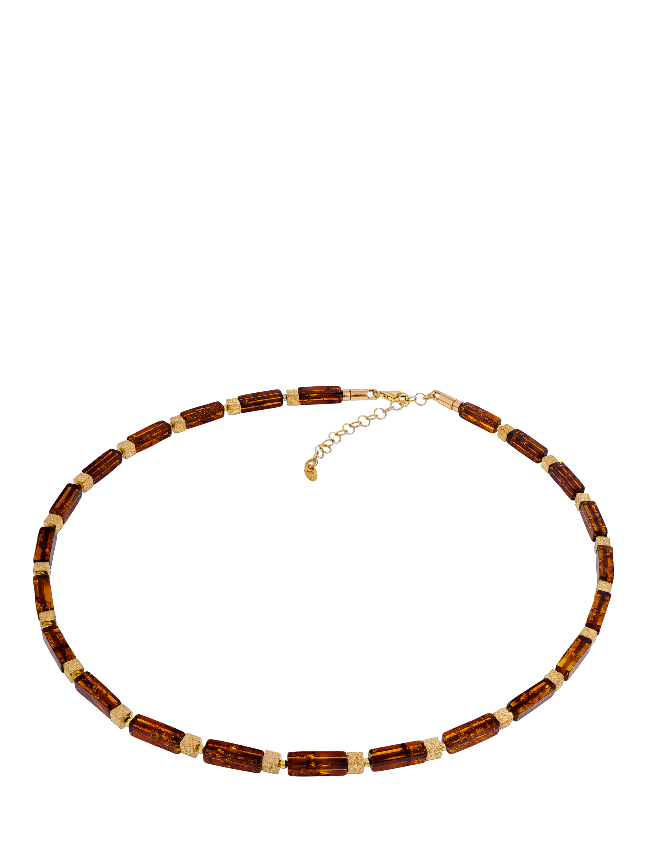 Product image 1 of 5, which shows Be-Jewelled Baltic Amber and Square Statement Collar Necklace, Gold/Cognac