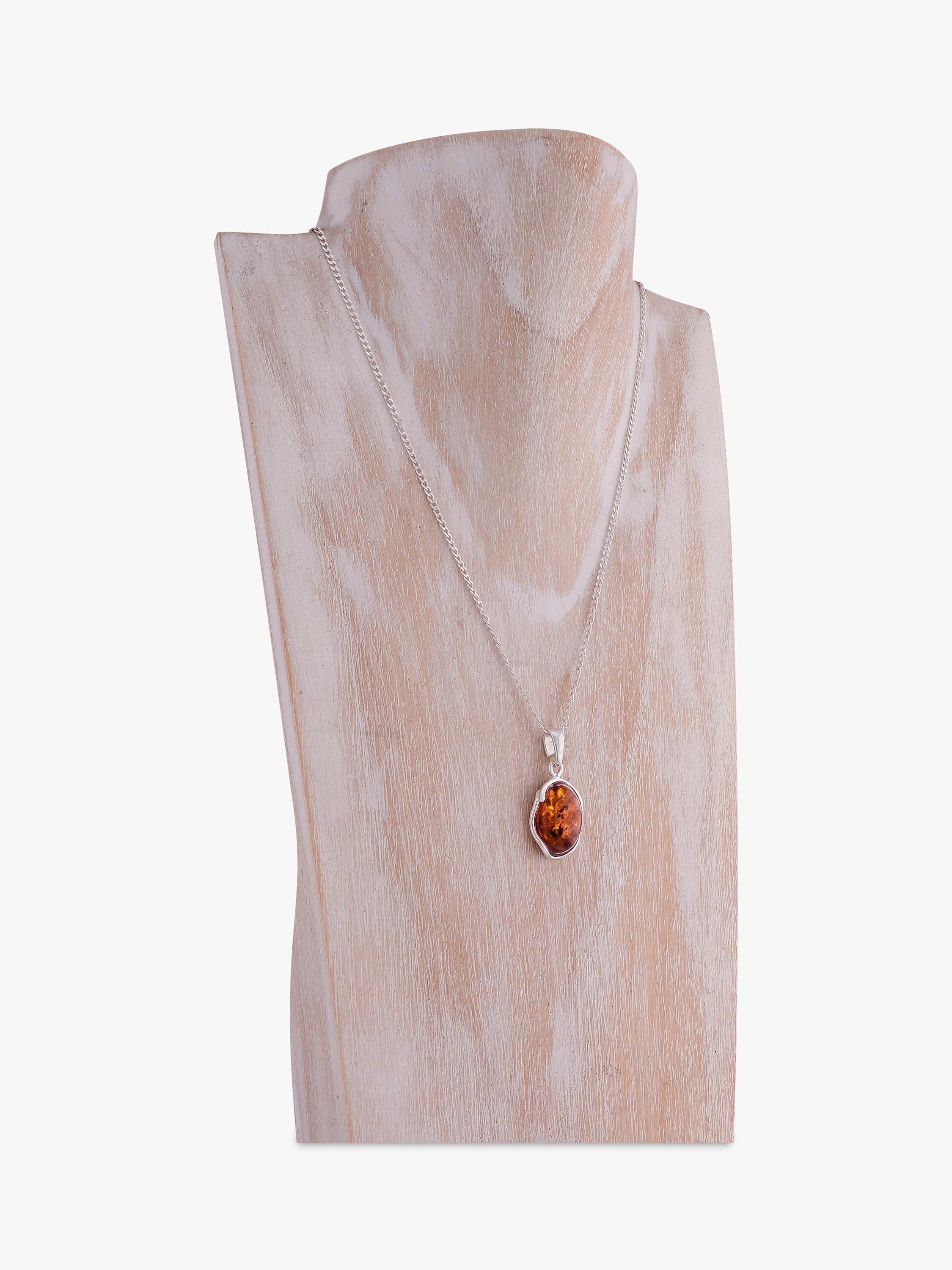 Product image 2 of 3, which shows Be-Jewelled Baltic Amber Pendant Necklace, Silver/Cognac