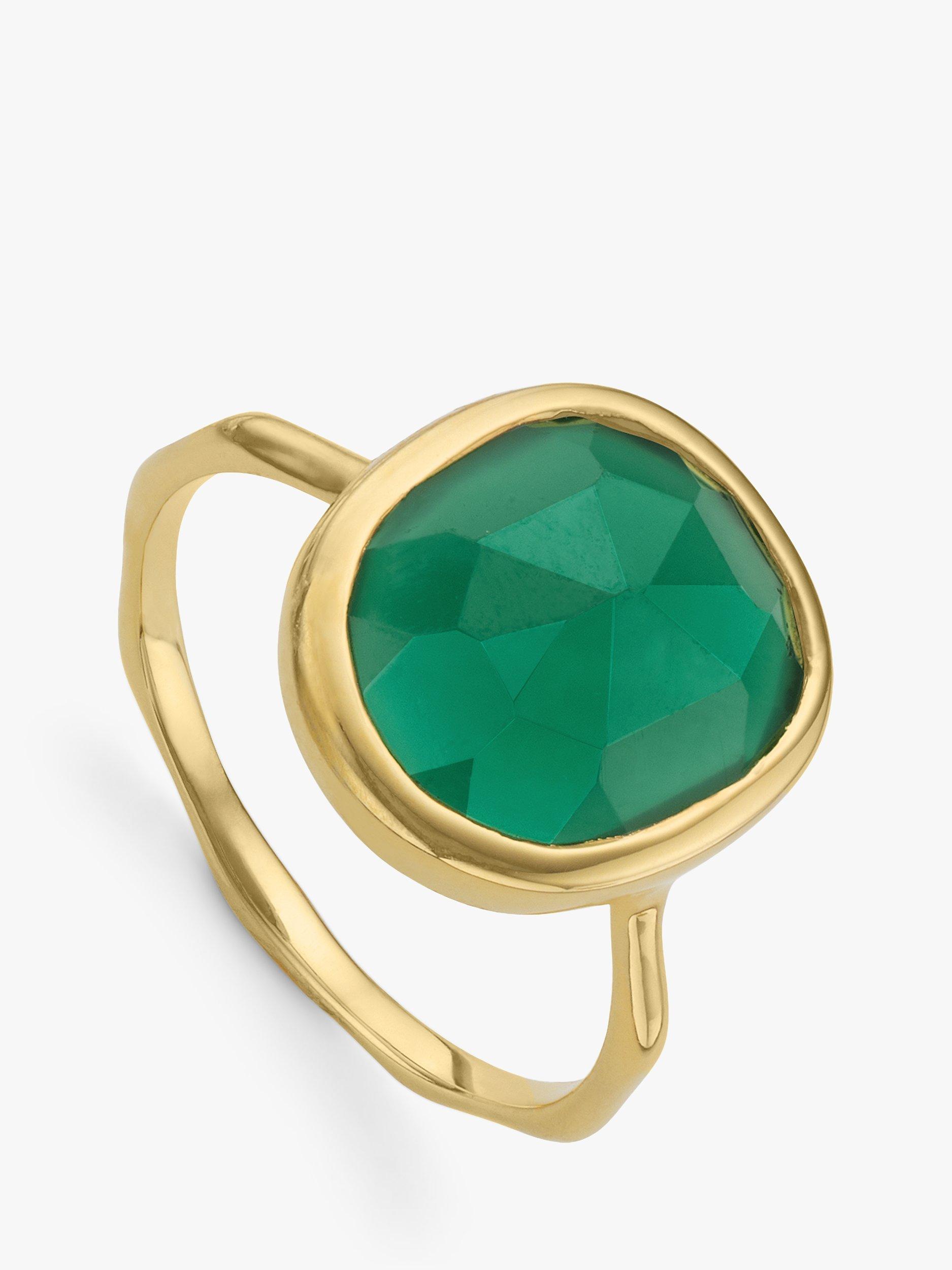 Product image 1 of 2, which shows Monica Vinader Siren Onyx Ring, Gold/Green, M