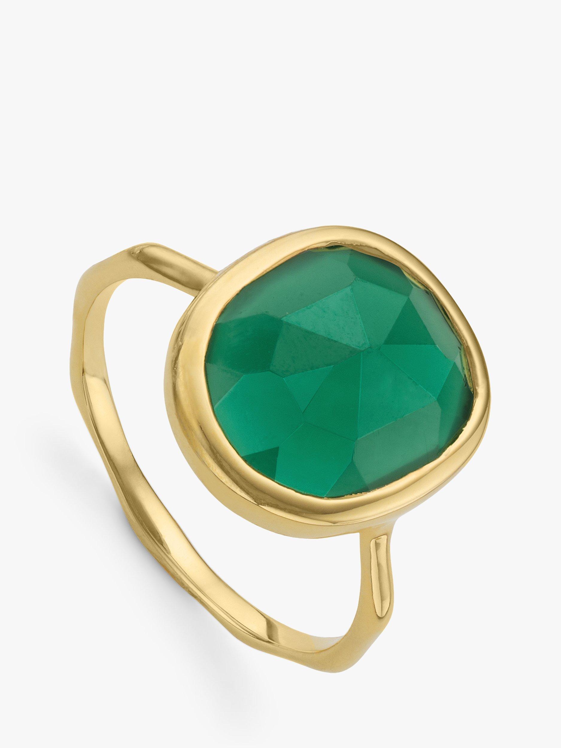 Monica Vinader Siren Onyx Ring, Gold/Green, M