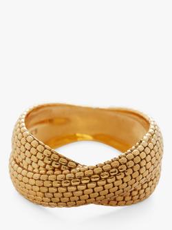 Monica Vinader Heirloom Woven Cross Ring, Gold - view 2, Gold