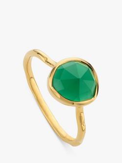 Monica Vinader Green Onyx Siren Stacking Ring, Gold, Gold