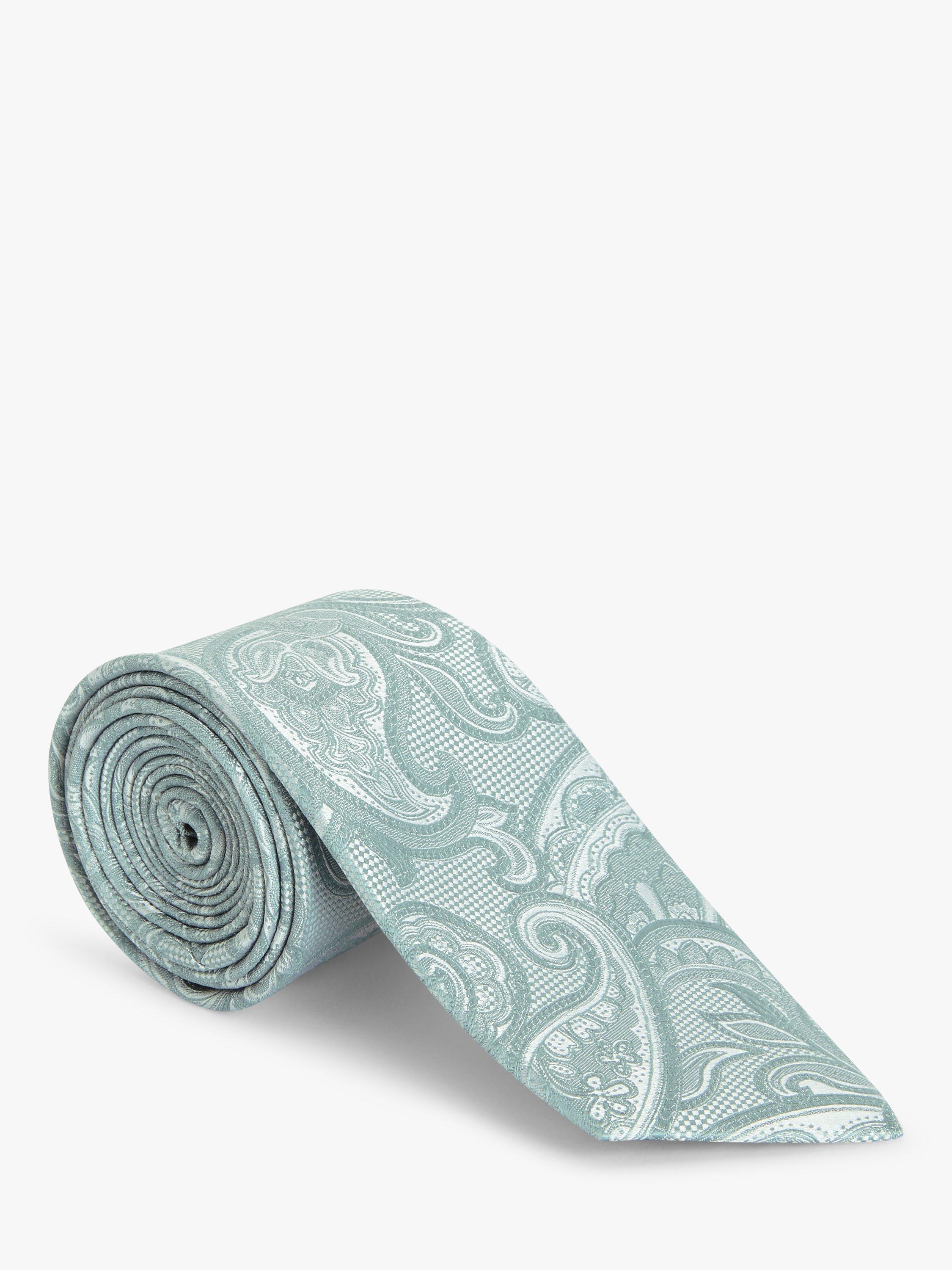 John Lewis Silk Paisley Tie, Mint Green