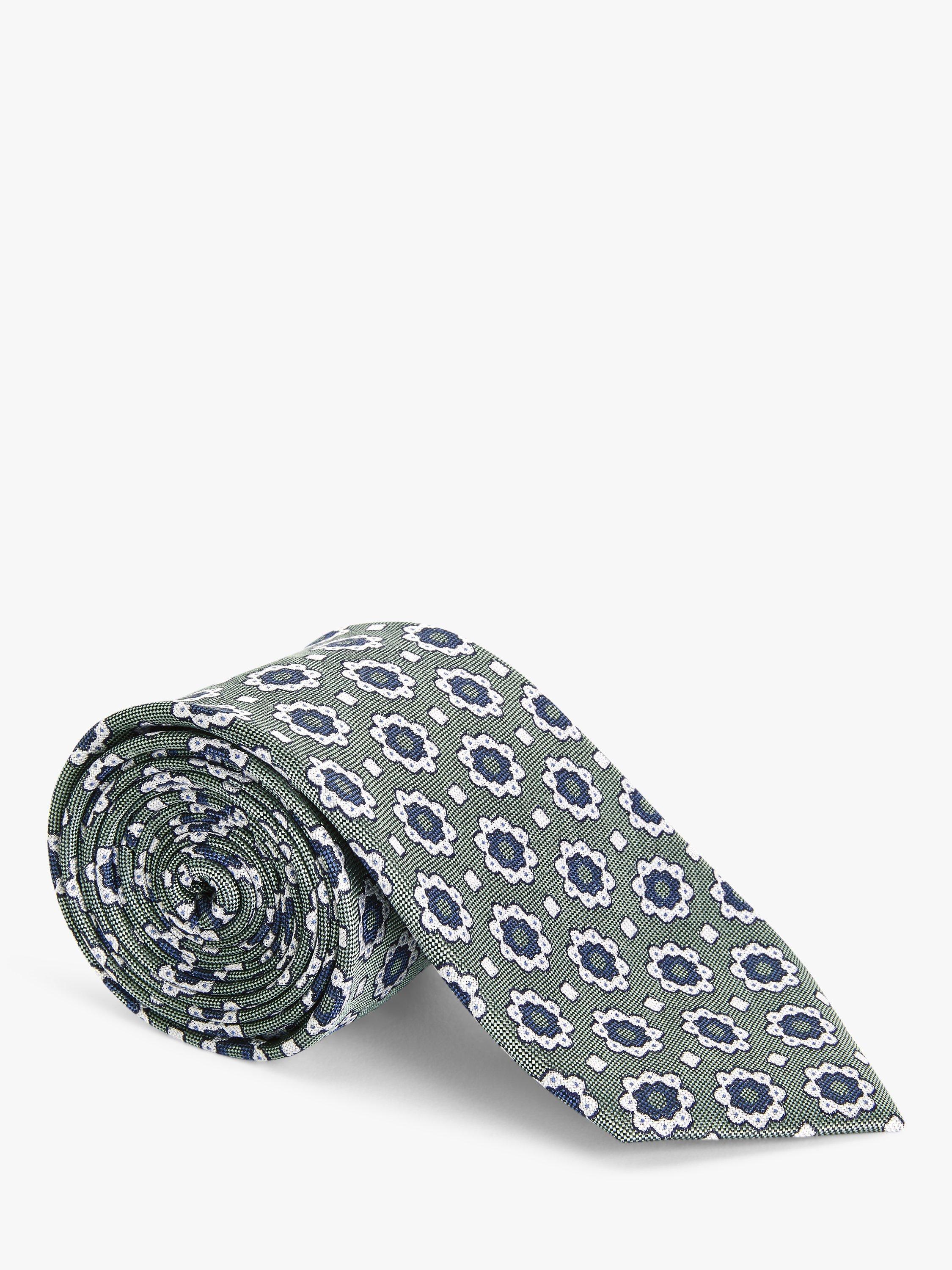 John Lewis Silk Foulard Tie, Light Green
