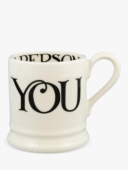 Emma Bridgewater Black Toast 'You & Me' Half Pint Mugs, Set of 2, 300ml, Cream/Black - view 2, Cream/Black