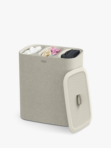 Joseph Joseph Tota Trio Easy-Empty Laundry Basket, 90L, Ecru