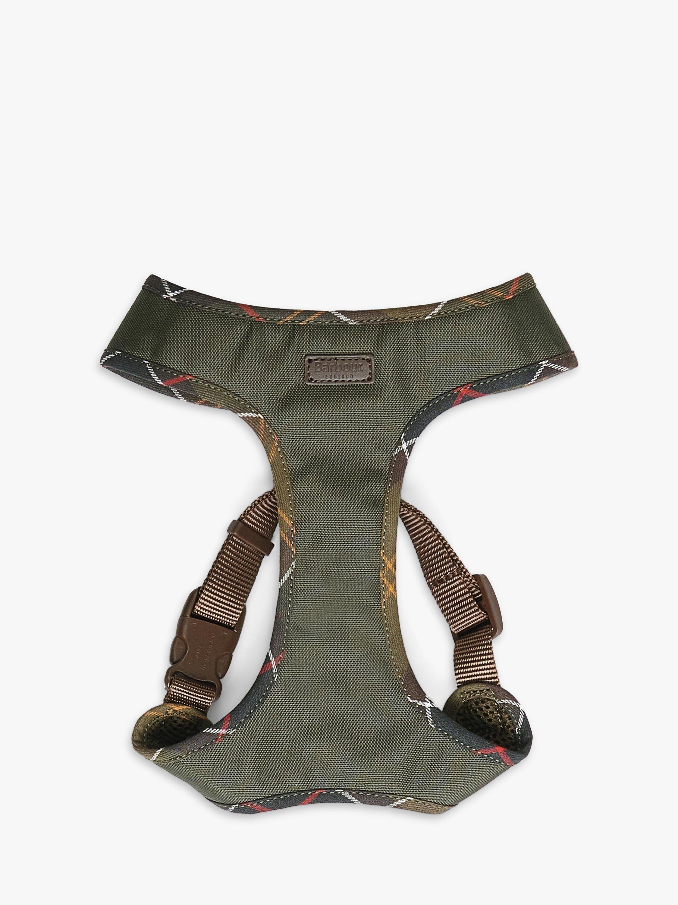 Barbour Canvas Tartan Trim Dog Harness, Green