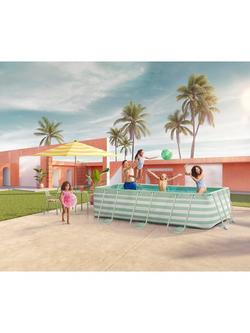 Swim Essentials Luxe 400cm Old Green Stripe Frame Pool - view 2, Green