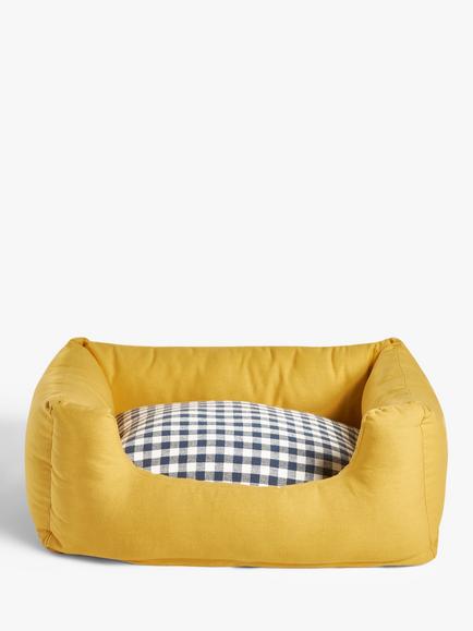 John Lewis Gingham Pet Bed, Yellow