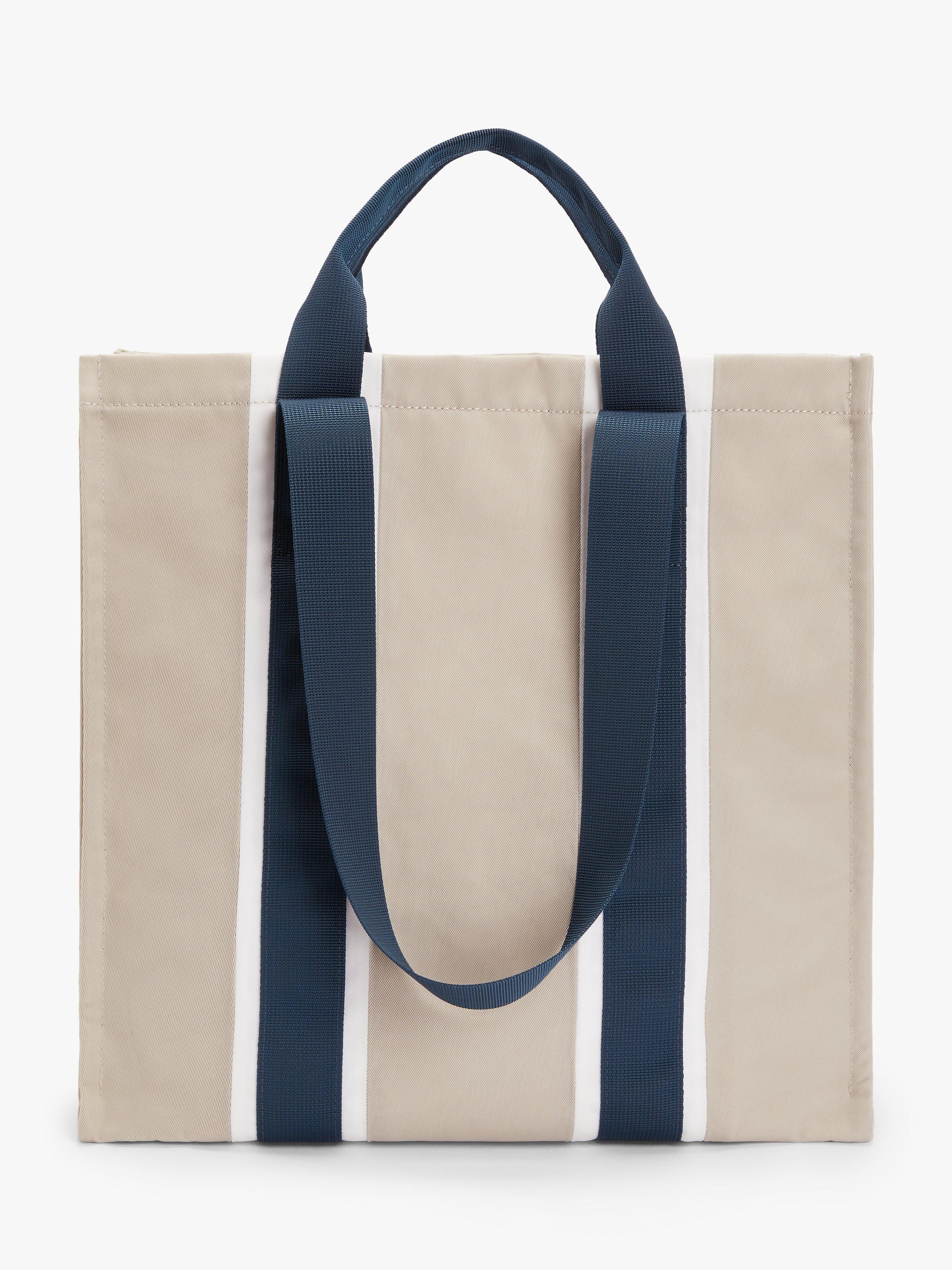 John Lewis ANYDAY Stripe Panel Tote Bag, Grey/Navy