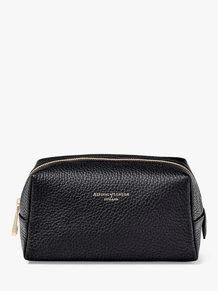 Aspinal of London Medium Pebble Leather Makeup Bag, Black
