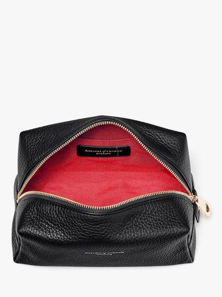 Aspinal of London Medium Pebble Leather Makeup Bag, Black