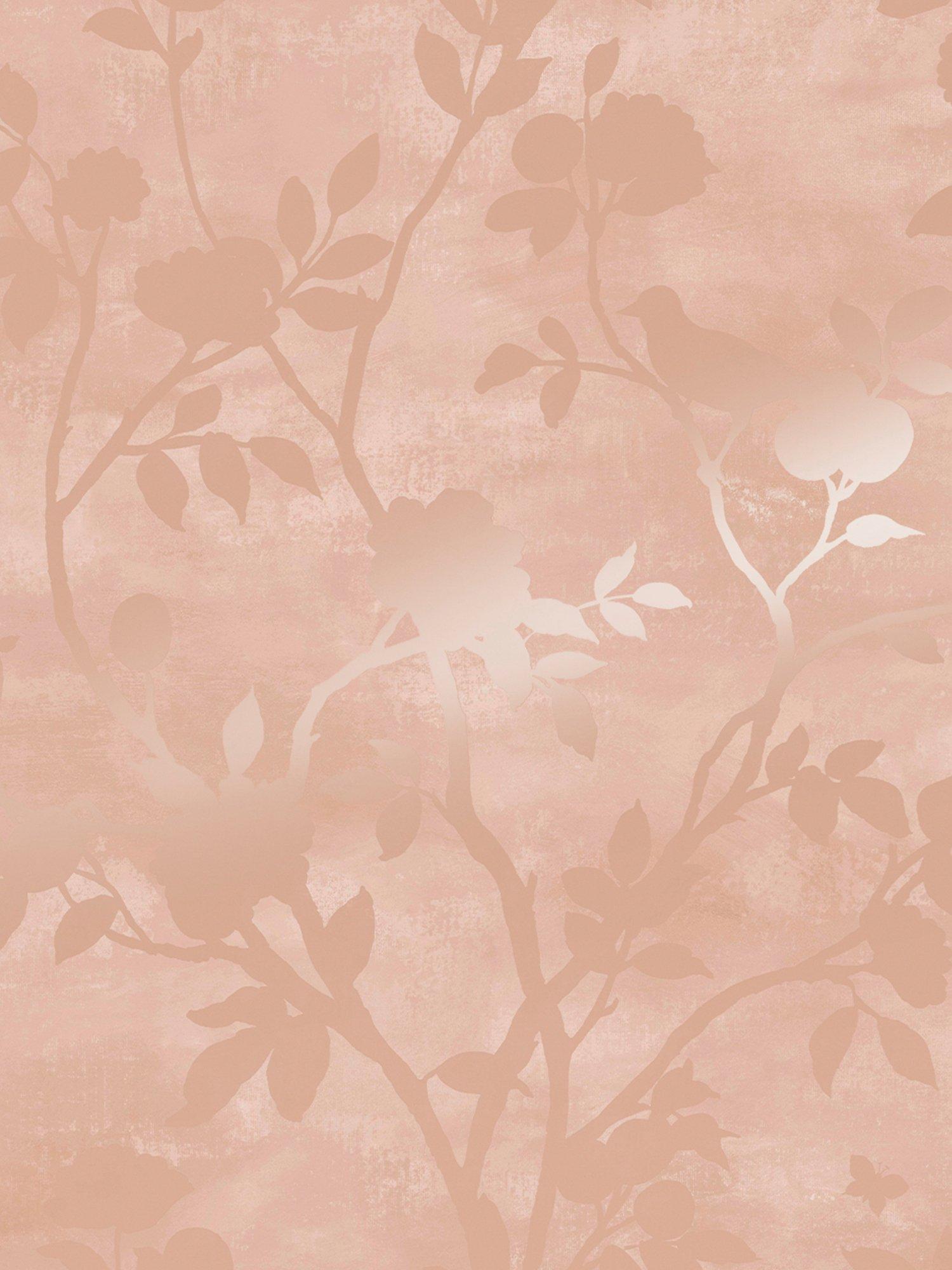 Laura Ashley Eglantine Silhouette Wallpaper, Blush 113374