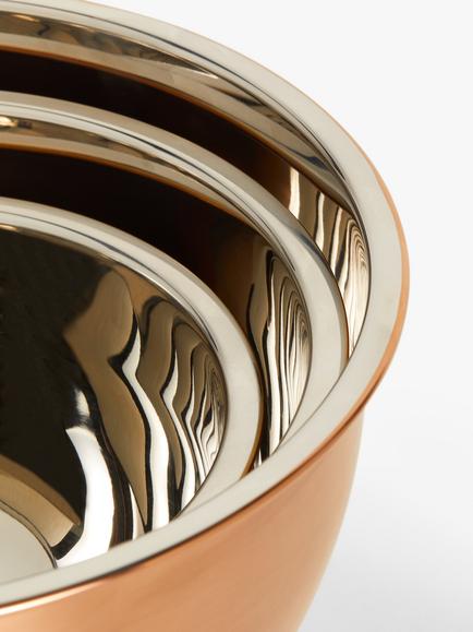 John Lewis Nesting Stainless Steel Mixing Bowls, Set of 3, Copper - view 2, Copper