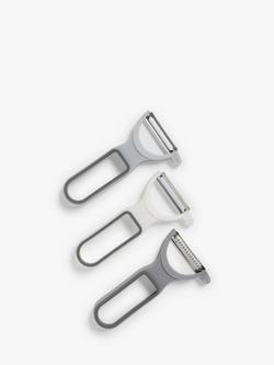John Lewis Fruit/Vegetable Peelers, Set of 3, Grey