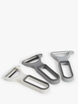 John Lewis Fruit/Vegetable Peelers, Set of 3 - view 2, Grey