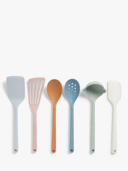 John Lewis Kitchen Utensils with Silicone Heads, Set of 6, Pastels, Pastels