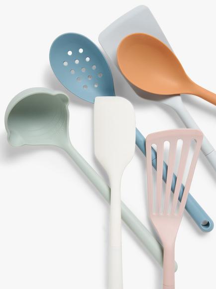 John Lewis Kitchen Utensils with Silicone Heads, Set of 6, Pastels - view 2, Pastels