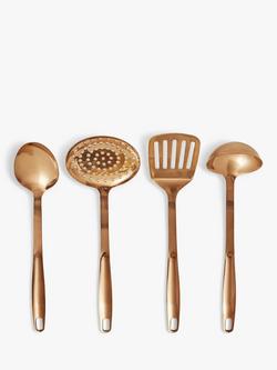 John Lewis Stainless Steel Kitchen Utensils, Set of 4, Copper, Copper