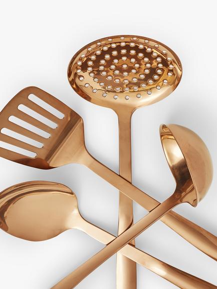 John Lewis Stainless Steel Kitchen Utensils, Set of 4, Copper - view 2, Copper