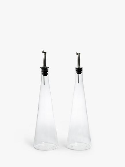 John Lewis Glass Oil & Vinegar Drizzler Set, Clear, Clear