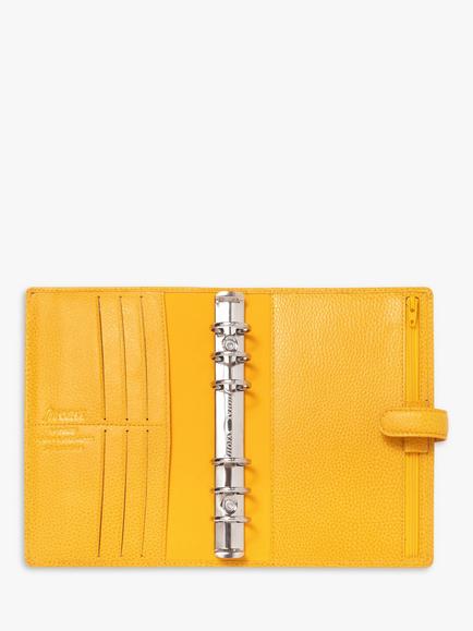 Filofax Personal Finsbury Leather Personal Organiser, Mustard - view 2, Mustard