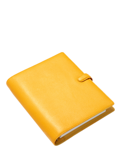 Filofax A5 Finsbury Leather Personal Organiser, Mustard - view 2, Mustard