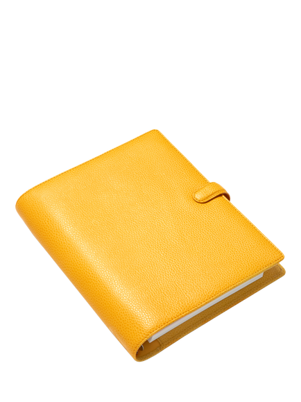 Filofax A5 Finsbury Leather Personal Organiser, Mustard - view 2, Mustard
