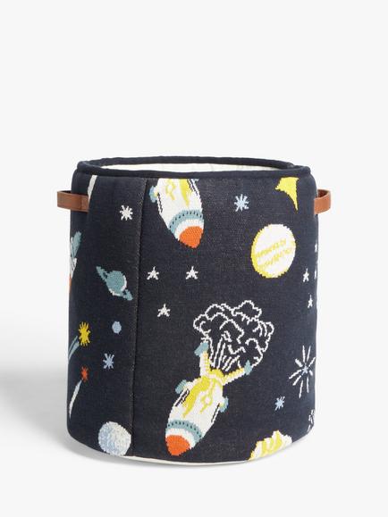 John Lewis Outer Space Knit Storage Basket, Blue - view 2, Blue