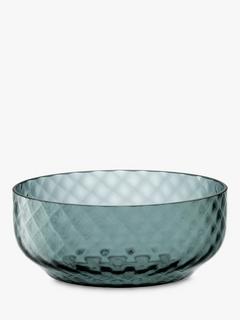 LSA International Dapple Low Glass Serving Bowl, 22.4cm, Blue