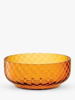 LSA International Dapple Low Glass Serving Bowl, 22.4cm, Amber