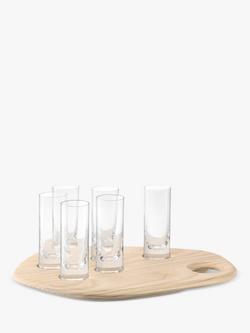 LSA International Palette 6 Shot Glass Set on Ash Wood Board, Clear