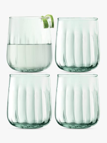 LSA International Mia Glass Tumblers, Set of 4, 410ml, Green, Green