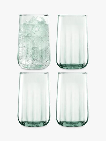 LSA International Mia Glass Highballs, Set of 4, 590ml, Green, Green