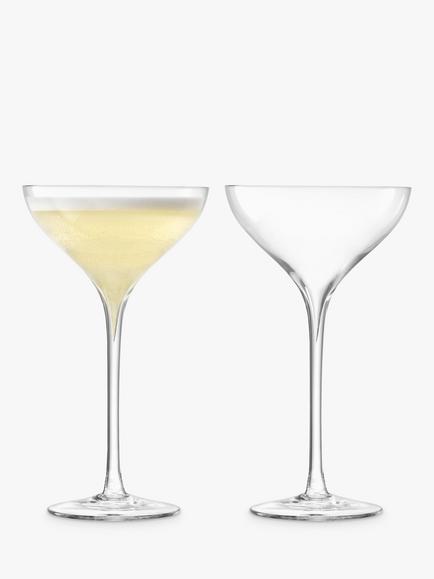LSA International Savoy Glass Champagne Saucers, 250ml, Set of 2, Clear, Clear