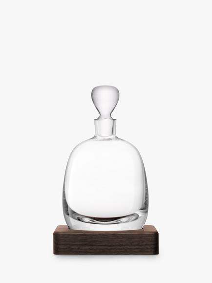 LSA International Whisky Decanter & Walnut Wood Base, 1.3L, Clear, Clear