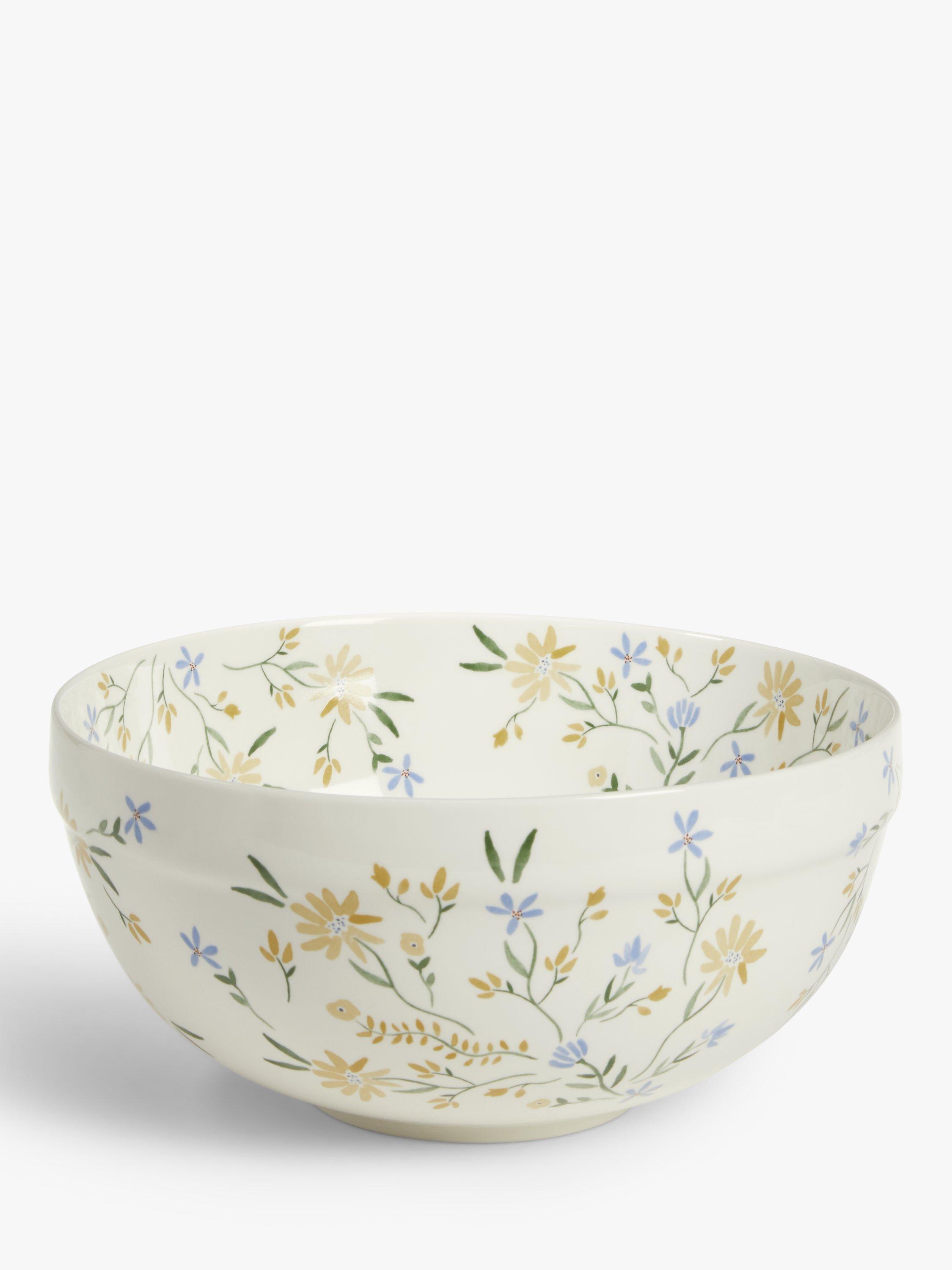 John Lewis Spring Baking Floral Fine China Mixing Bowl, Yellow/White