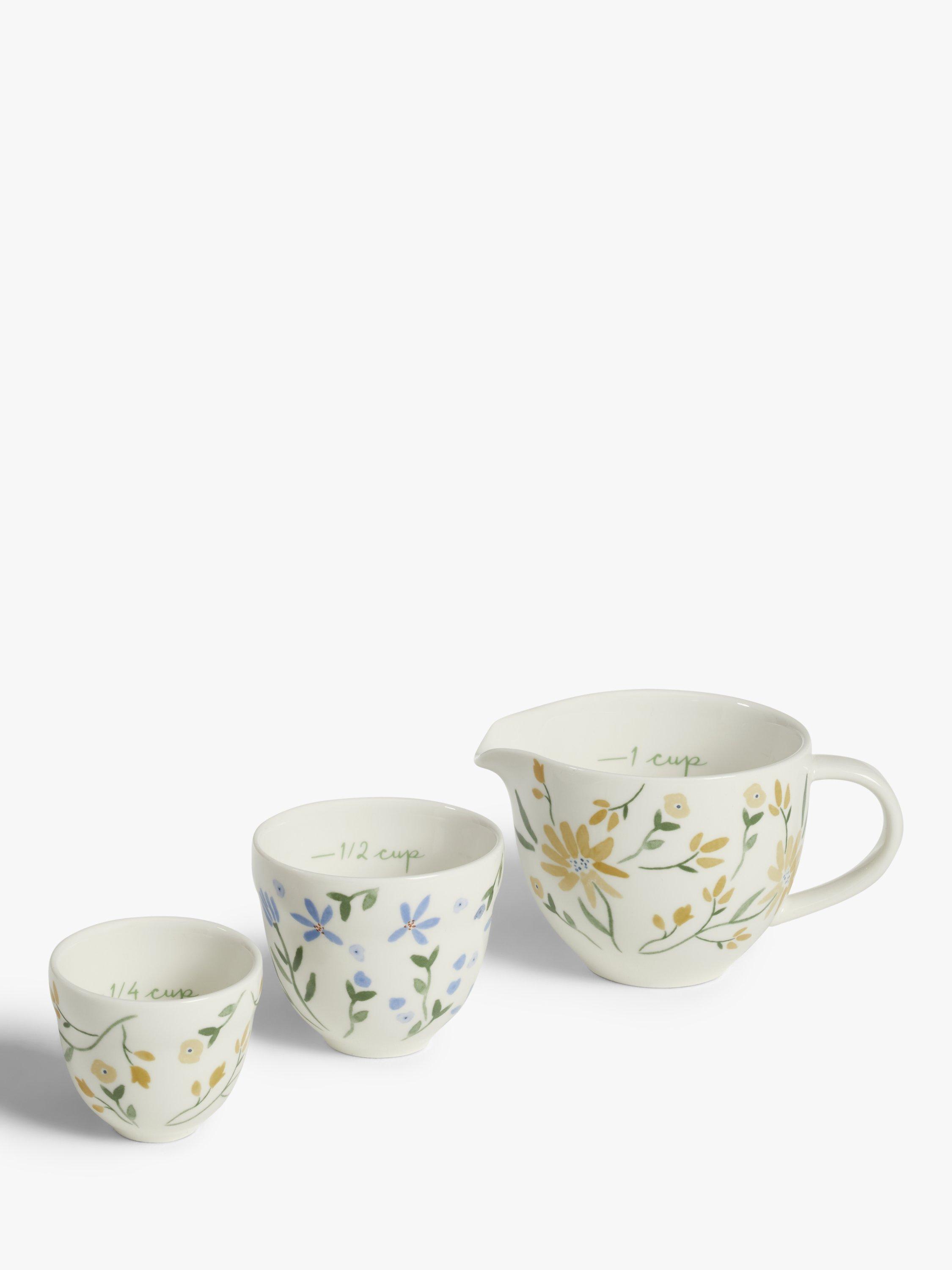 John Lewis Spring Baking Nesting Fine China Measuring Cups, Set of 3, Yellow/Multi