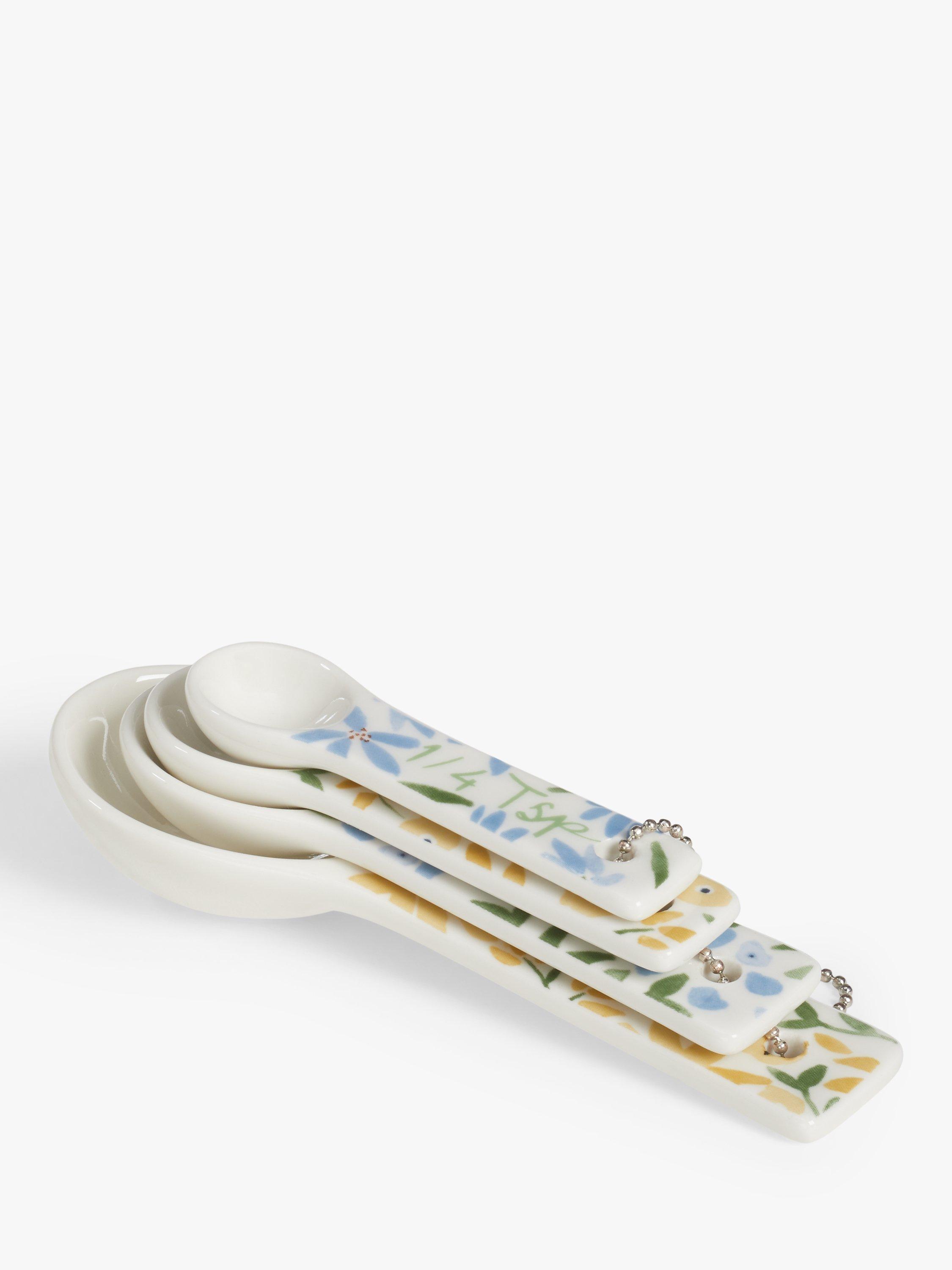 John Lewis Spring Baking Nesting Fine China Measuring Spoons, Set of 4, Yellow/Multi