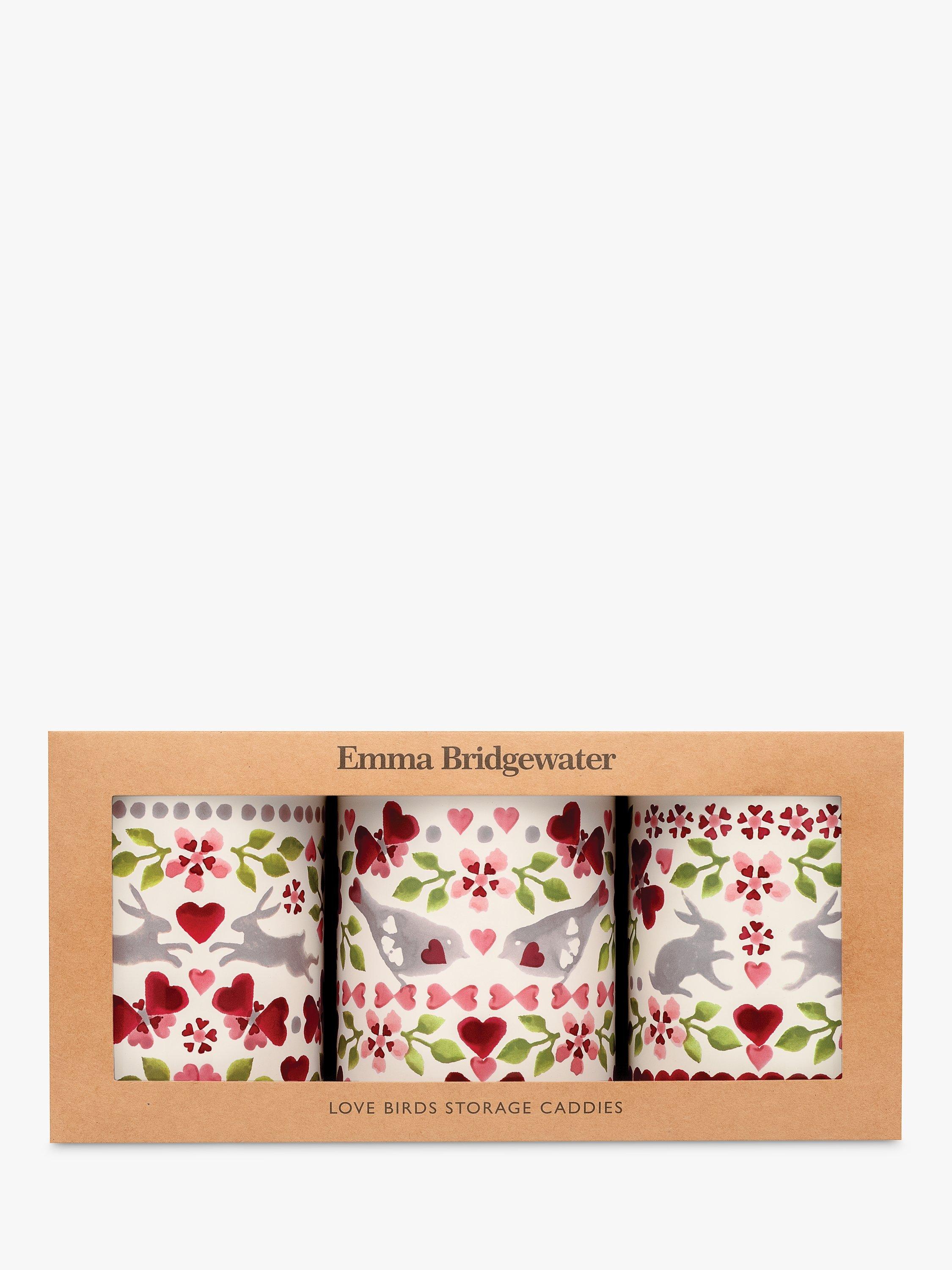 Emma Bridgewater Love Birds Kitchen Storage Caddy, Set of 3, Pink/Multi