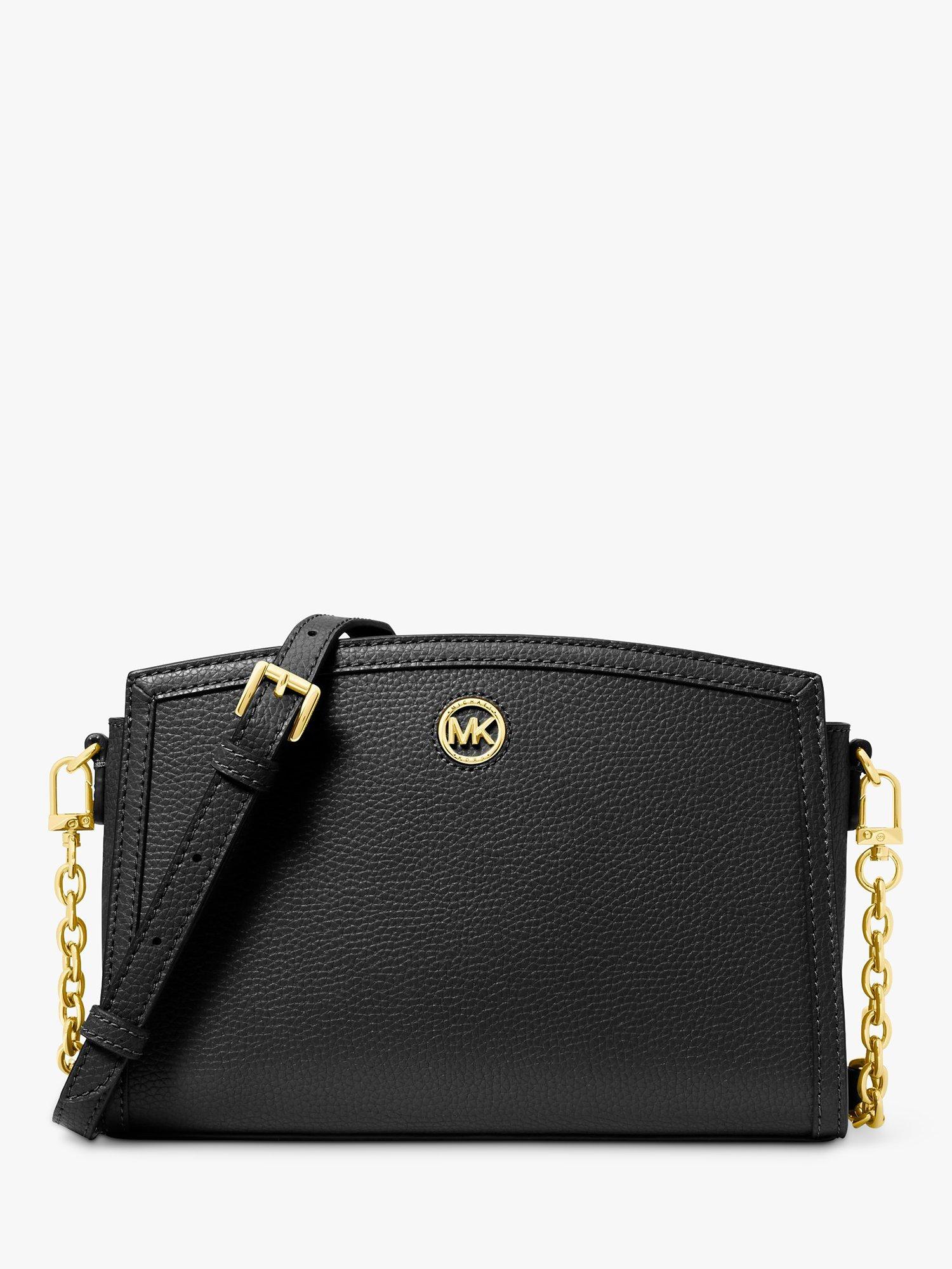 Michael Kors Chantal Pebble Leather Cross Body Bag, Black