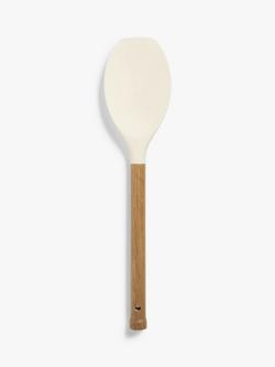 John Lewis Wood Handle Silicone Head Kitchen Spoon, Natural/White, Natural/White