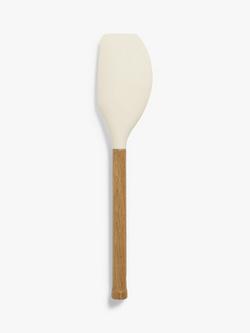 John Lewis Wood Handle Silicone Head Spatula, Natural/White, Natural/White