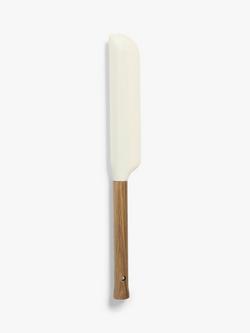 John Lewis Wood Handle Silicone Head Angled Spatula, Natural/White, Natural/White