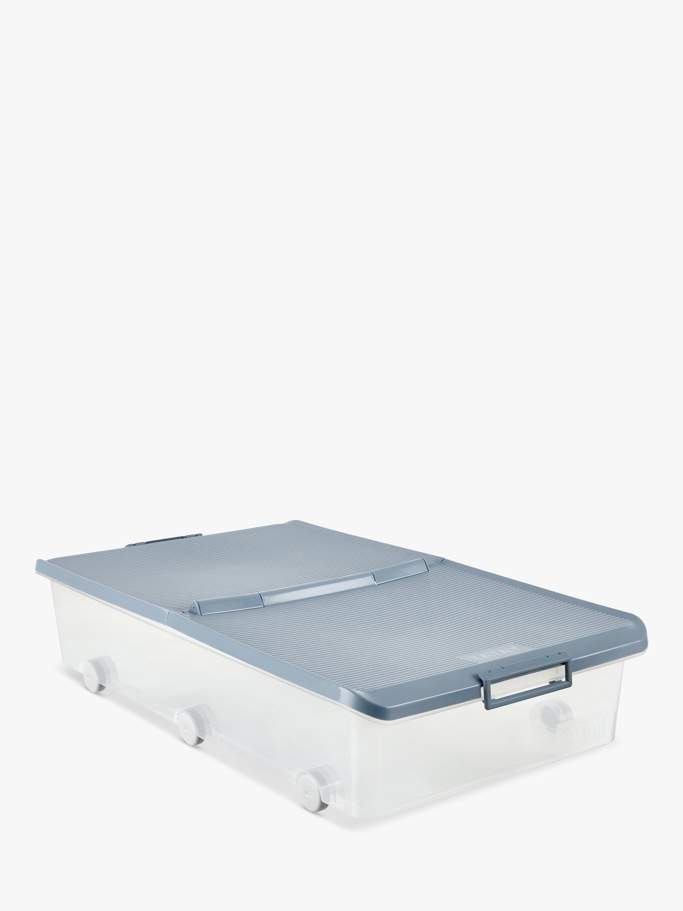 TATAY Hinge Lid Underbed Storage Box, Light Blue, 63L