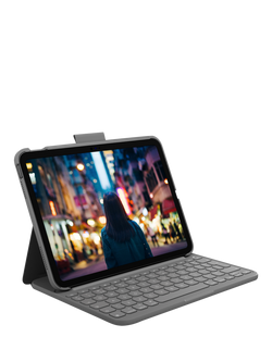 Logitech Slim Folio Keyboard Case for iPad (10th Gen & A16), Oxford Grey, Oxford Grey