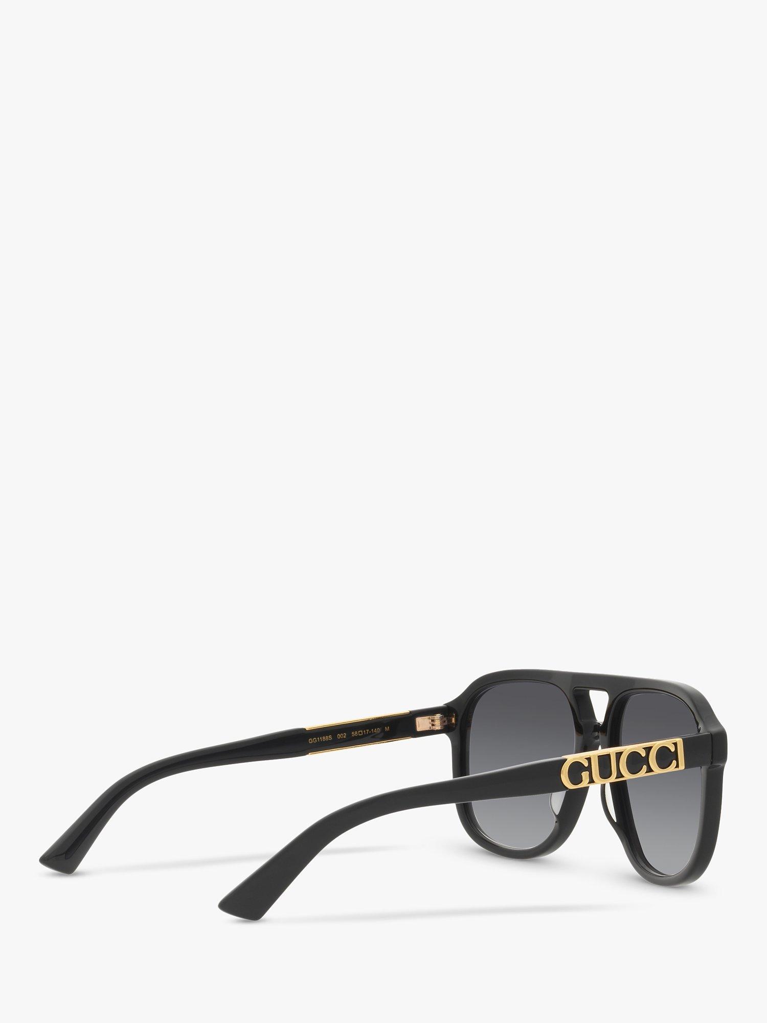 Product image 9 of 11, which shows Gucci GG1188S Men's Aviator Sunglasses, Black