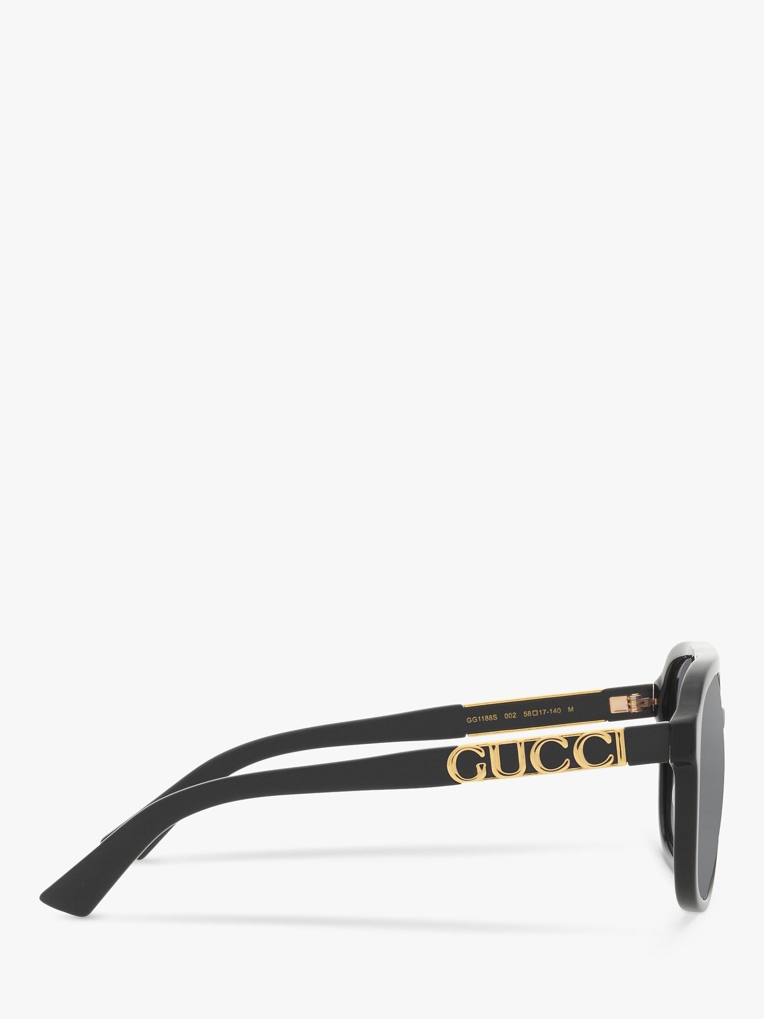 Product image 10 of 11, which shows Gucci GG1188S Men's Aviator Sunglasses, Black
